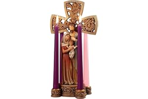 Avalon Gallery CBC Group Sculpted Resin Advent and Christmas Candle Holder, 1-Piece, Holy Family Cross