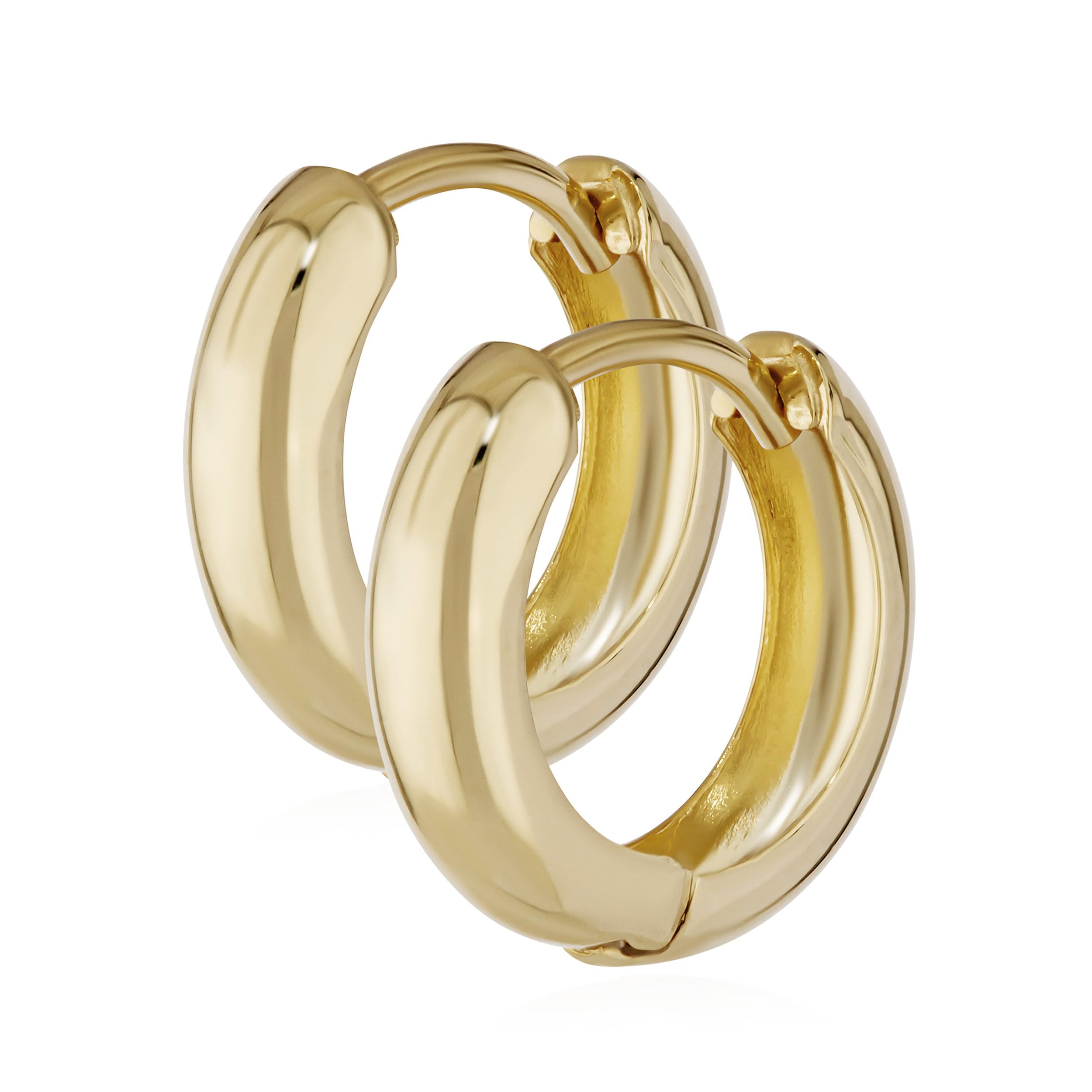 NKlaus pair gold yellow gold hinged earrings 12,2 x 3,2mm high polished round 4737