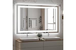VooBang Large LED Bathroom Mirror 30 x 55 inches - 3 Adjustable Lighting Modes Lighted Smart Bathroom Vanity Mirror, Anti-Fog, Memory Function, Tempered Glass, Wall Mounted Horizontally Vertically