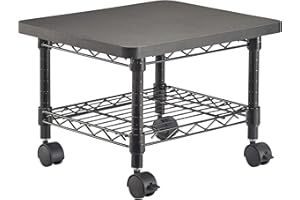 Safco Onyx Rolling Cart Printer Stand, Under-Desk Mobile Utility Table for Home Office with Steel Shelf, Black