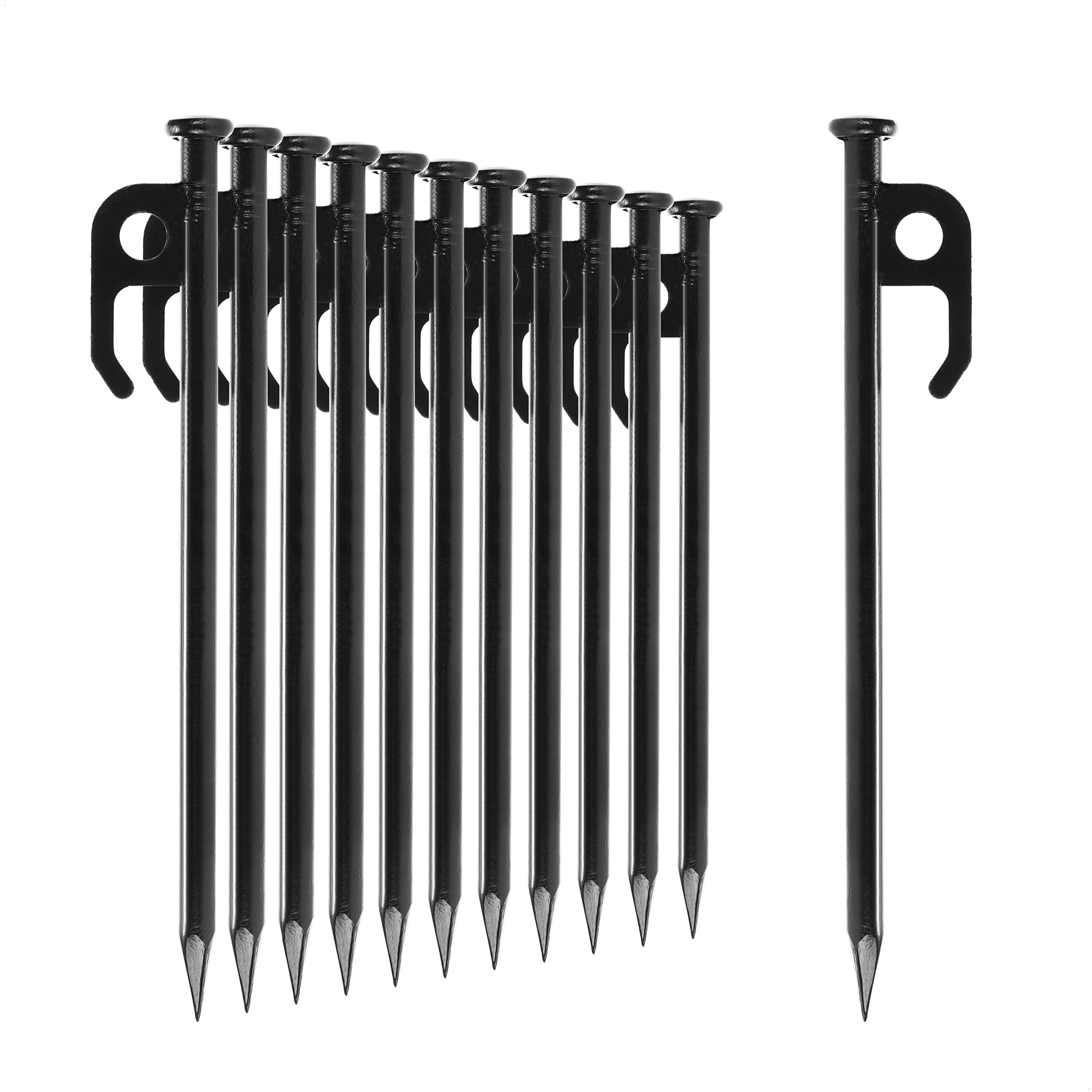 COM-FOUR® 12x Tent pegs heavy duty made of steel - Long and robust pegs for camping and outdoor ideal for normal and hard ground, 20cm