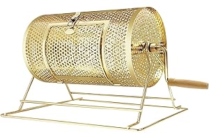 YUZPKRSI Raffle Drum, Professional Brass Plated Raffle Ticket Spinning Cage with Wooden Turning Handle, Large Capacity Holds 2500 Tickets (Not Included)