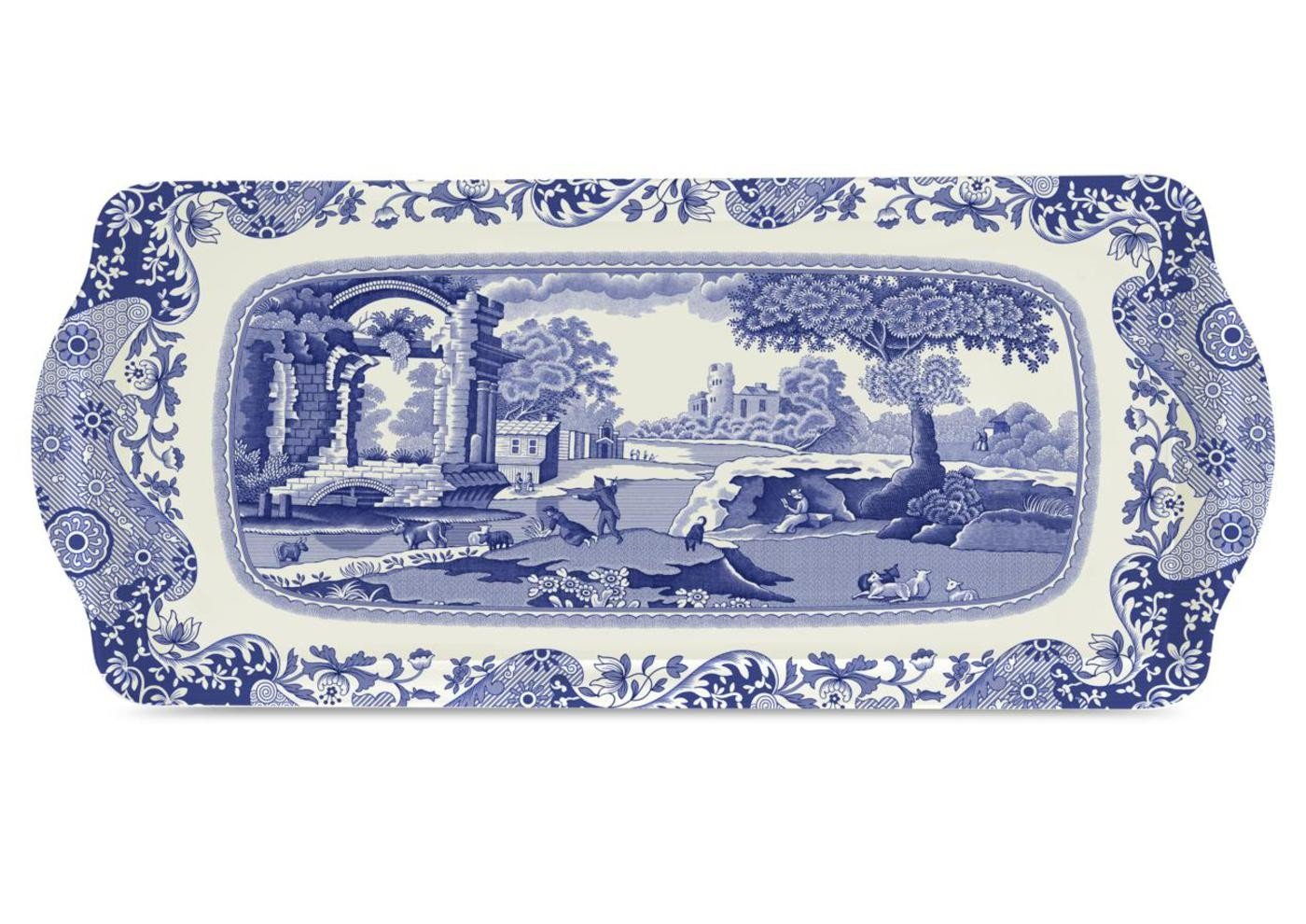 Portmeirion Home & Gifts 2019418337 Blue Italian Sandwich Tray, melamine, Blue & White, 38.5 x 16.5cm
