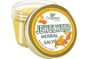 Creation Farm Jewelweed Balm, Poison Ivy Remedy, Herbal Tea Tree Salve Jar Skin Treatment Helps Tattoo's, Soothes Rashes, No Gluten, No Parabens, No Soy, No GMO