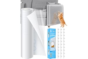 Vokvaktak Anti Cat Scratch Furniture Protector,Clear Self-Adhesive Furniture Protectors for Apply Scratching Deterrent and Shield for Sofa Corners, Walls, Doors with 30 Twist Pins(118in x 7.9in)