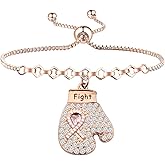 HOLLP Breast Cancer Awareness Bracelet Fight The Cancer Recovery Jewelry Cancer Survivor Gift for Women