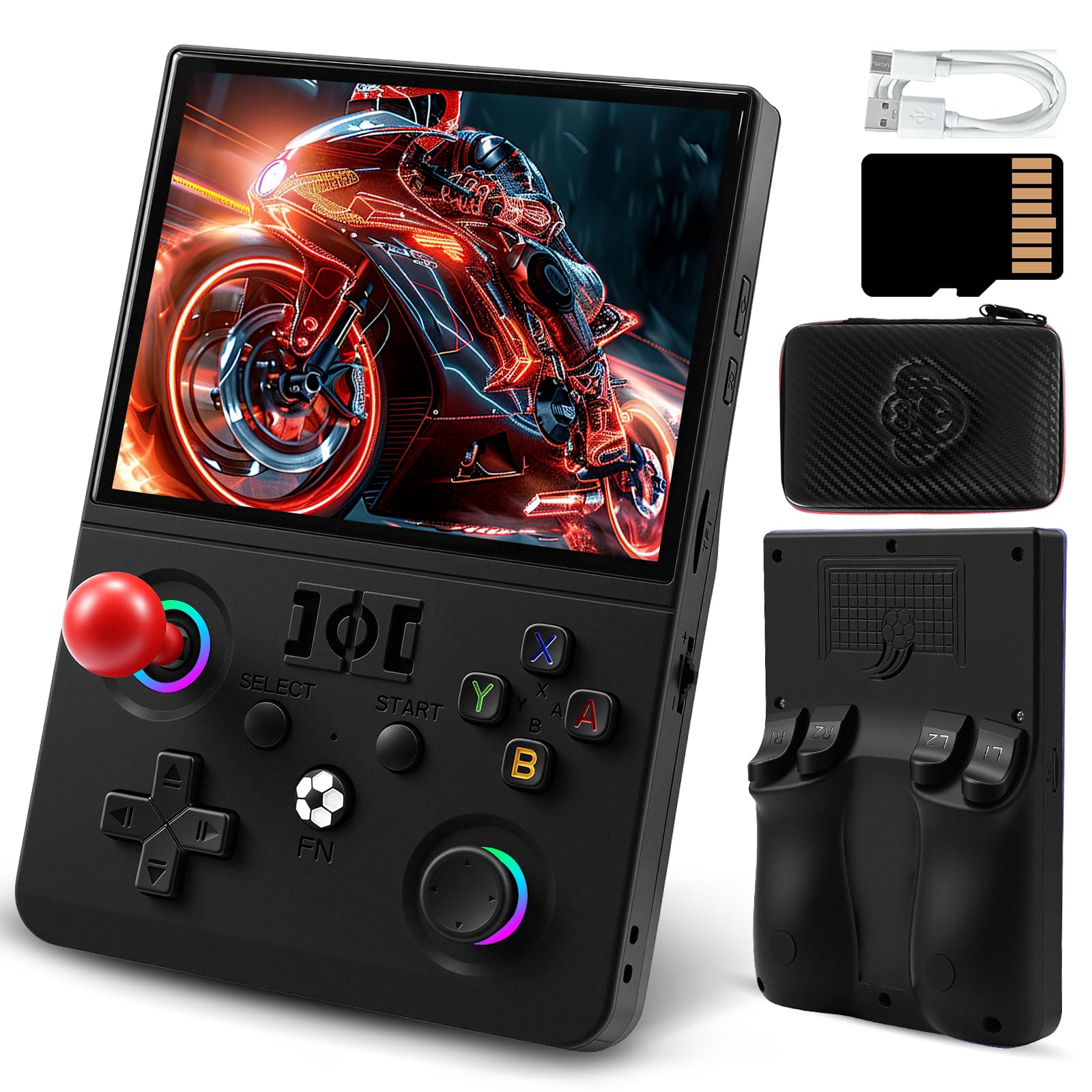 Photo 1 of EraVortx R36MAX2 Retro Gaming Console, 4.5 Inch 4K HD IPS Screen Retro Video Game Console, Handheld Game Console Preloaded 30+ Emulator Games, Linux System, Portable Video Console for Adult