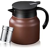 PARACITY Thermal Coffee Carafe/Tea Pot with Ceramic Liner 27 OZ, Small Coffee Thermo Travel with Removable Stainless Steel Filter for Hot Drinks, Double Wall Insulated Coffee Pitcher