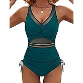 Blooming Jelly Womens Tummy Control One Piece Swimsuits Mesh Modest Slimming Bathing Suit Twist Push Up Swim Suits 2025