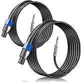 Wdpqyy 2-Pack 25 Feet Audio Speakon to 1/4 Inch TS Speaker Cable, Professional 12AWG Guage Wire Audio Speaker Cable with Twist Lock