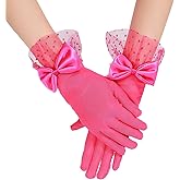 MIREAZW Women's Lace Gloves Tea Party Gloves With Sheer Bow Short Princess Wedding Evening Costume Accessories