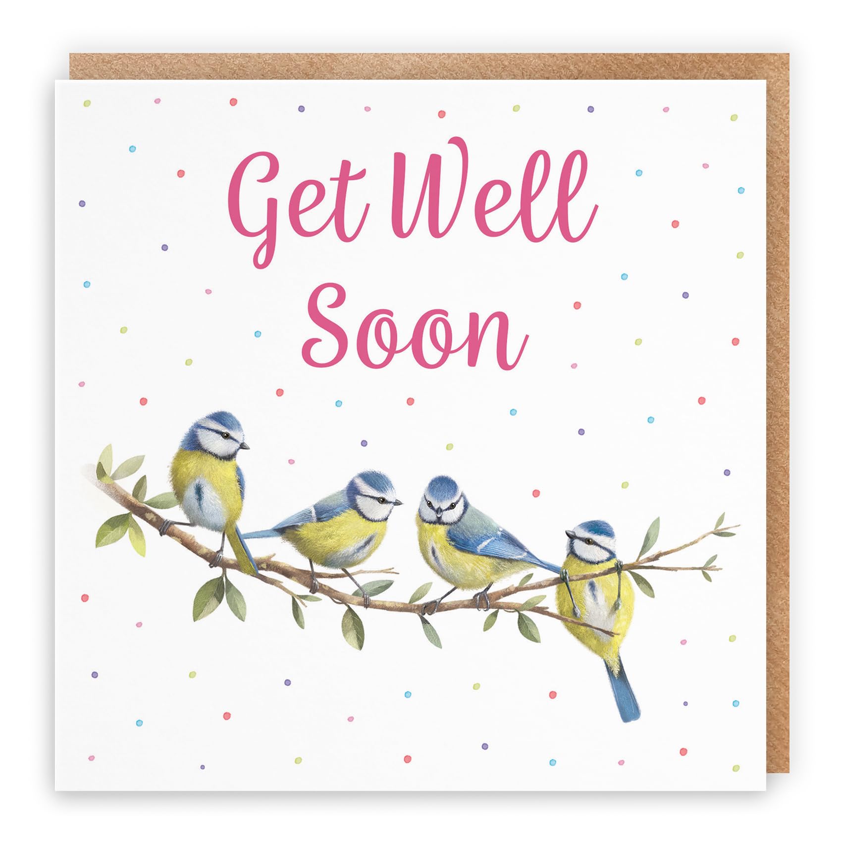 Hunts England - Blue Tits Get Well Soon Card For Her - Milo's Gallery - Female Get Well Card - Feel Better Soon Card For Animal Lovers - For Girls, Women