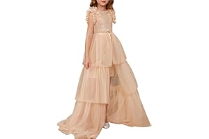 GRACE KARIN Girls Dresses Sequin Party Formal Pageant Dress Tween Girl Birthday Tulle Prom Princess Maxi Dress Size 5-14