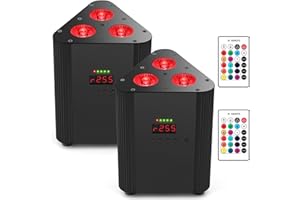 Battery Powered Stage Par Lights - OPPSK Rechargeable Par Lights 2 Pack with 4IN1 RGBW Full Color LED Remote DMX Control Wireless Uplights for Event DJ Live Show Wedding Party Church Stage Lighting