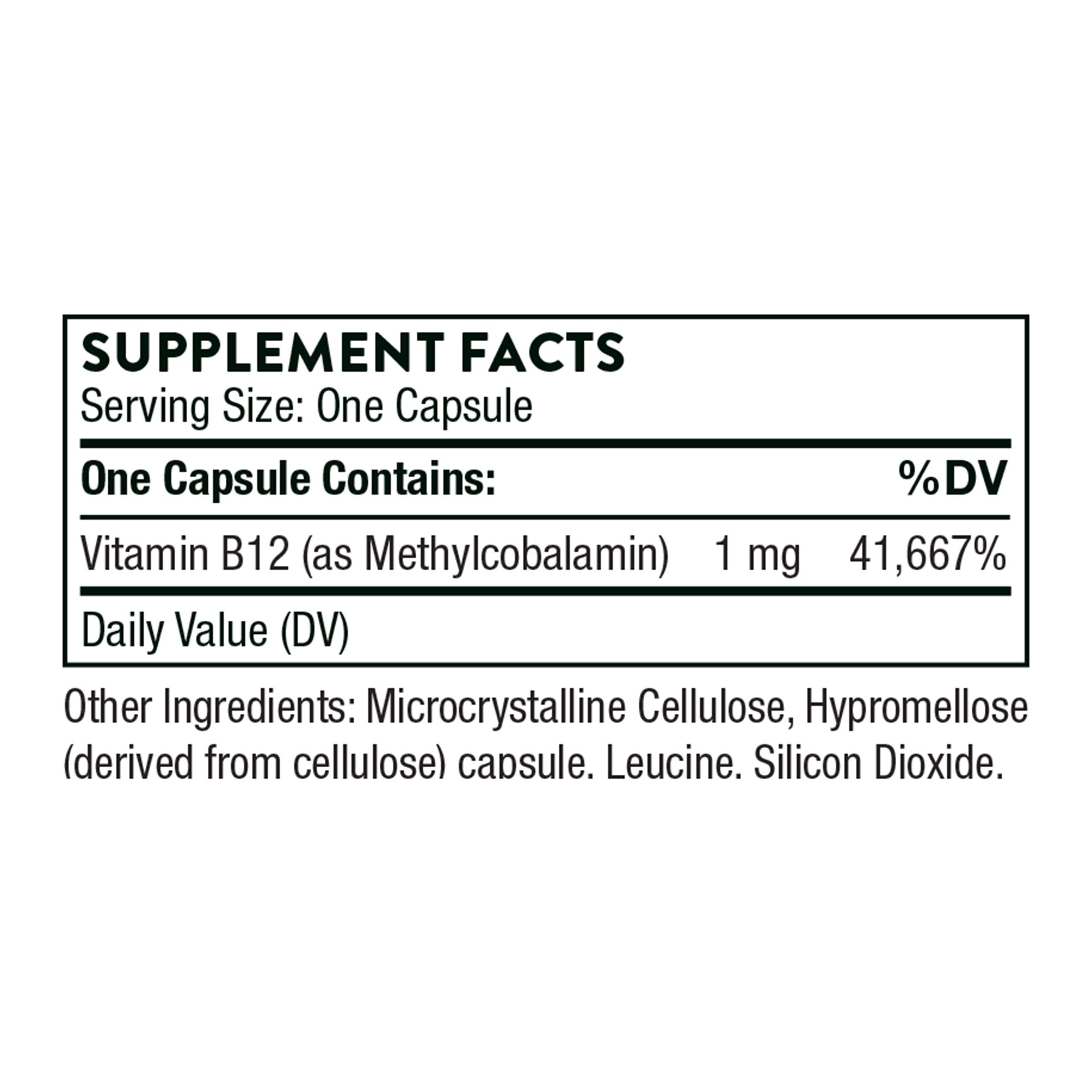 THORNE - Vitamin B12 - as Methylcobalamin - Supports Heart & Nerve Health, Blood Cell Function, Healthy Sleep & Methylation* - Gluten, Dairy & Soy-Free - 60 Capsules