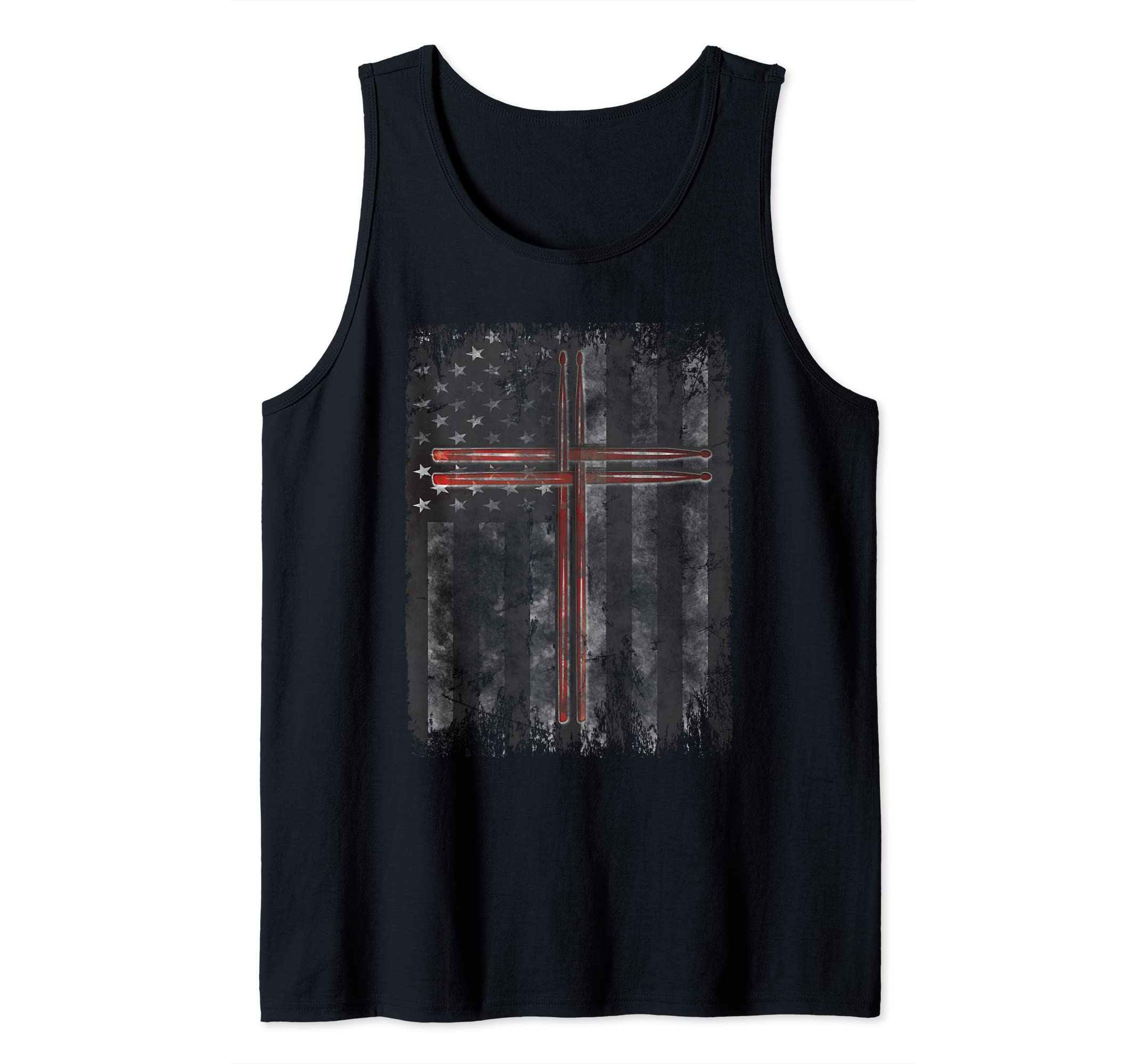 American Flag Drumsticks - USA Vintage Drummer Tank Top