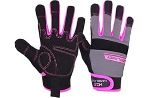 HANDLANDY Women Safety Work Gloves Utility Touch Screen Working Grip Glove for Yardwork Gardening Breathable Mechanic Gloves