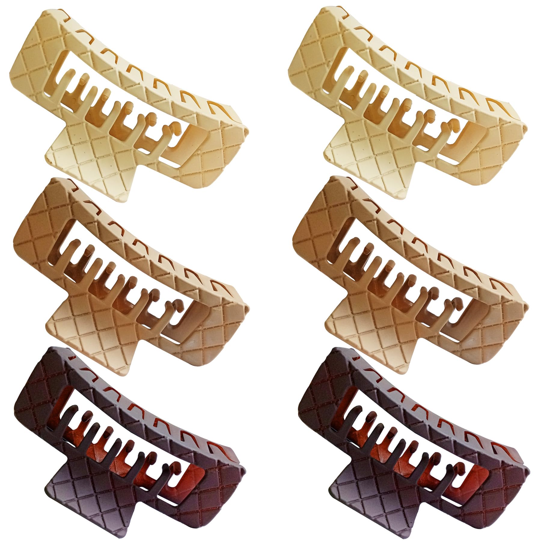 Photo 1 of Kitiin Double Row Teeth Thick Hair Clips Square 2 Rows Claws Rectangle Women Girls Double Teeth Hair Claw Clips Double Claws Curly Straight Big Volume Hair Strong Hair Accessories 6 Packs