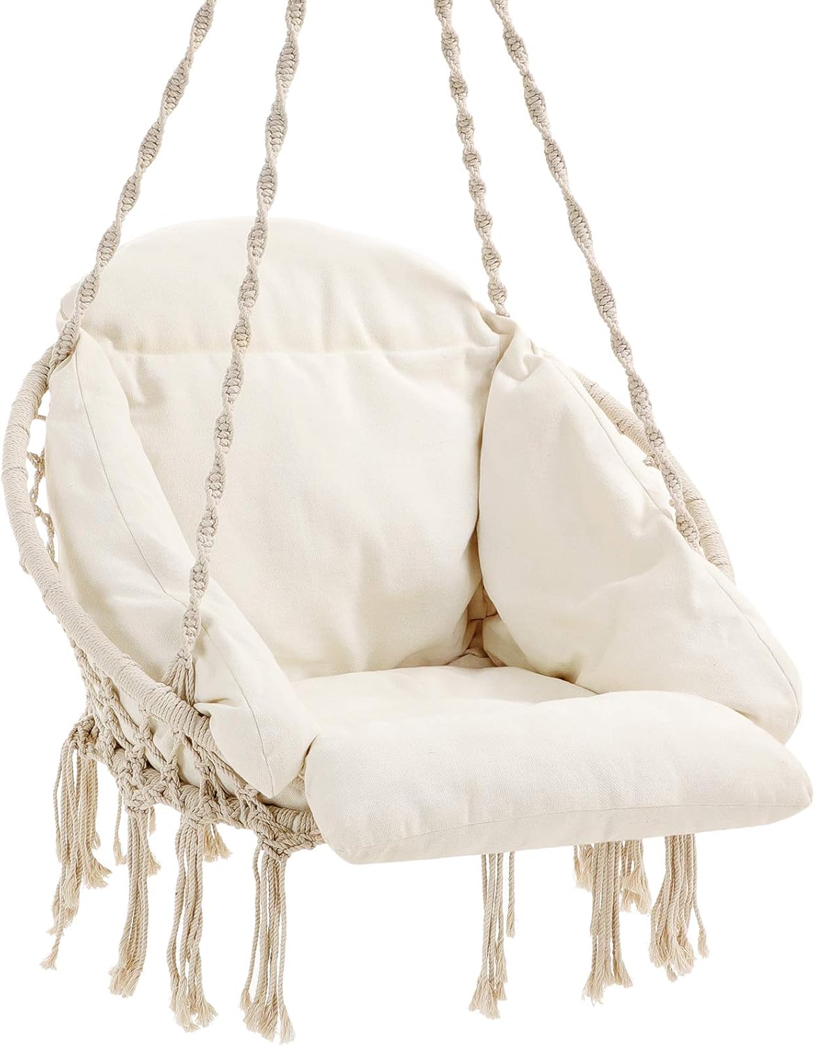 Amazon Com Songmics Hanging Chair Hammock Chair With Large Thick Cushion Swing Chair Holds Up To 264 Lb For Terrace Balcony Garden Living Room Scandinavian Shabby Chic Cloud White Ugdc042m01 Garden Outdoor