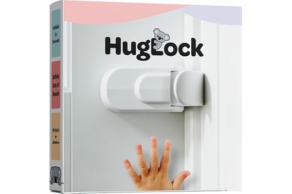 Huglock - The Snap-On Door Lock Kids Can't Reach or Defeat - No Tools or Adhesives Required - Works With Door Knob, Lever or Handle - Childproof Safety Locks are Toddler, Baby and Child Proof (1 Pack)