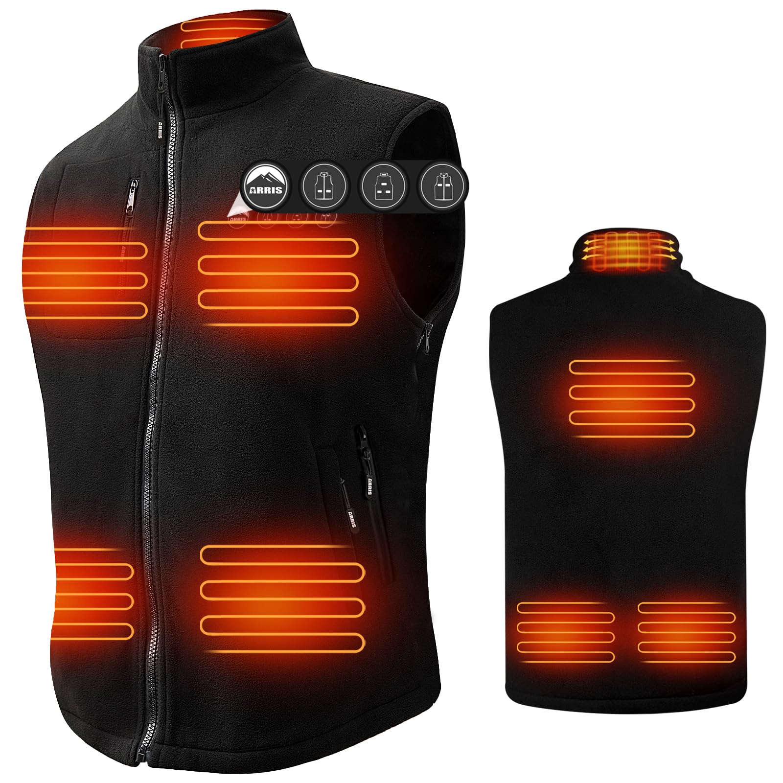 Photo 1 of ARRIS Fleece Heated Vest for Men with Battery Pack Included, Size Adjustable 8 Heating Zones Heating Clothing for Hunting M