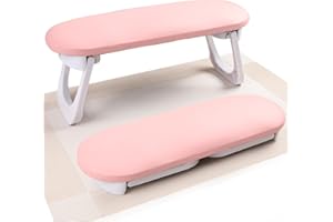 YINGJEE Nail Arm Rest, Professional Foldable PU Leather Nail Hand Rest with PVC Table Mat for Acrylic Nails, Soft Nail Hand Pillow Non-slip for Manicure Salon Use (higher-Pink)