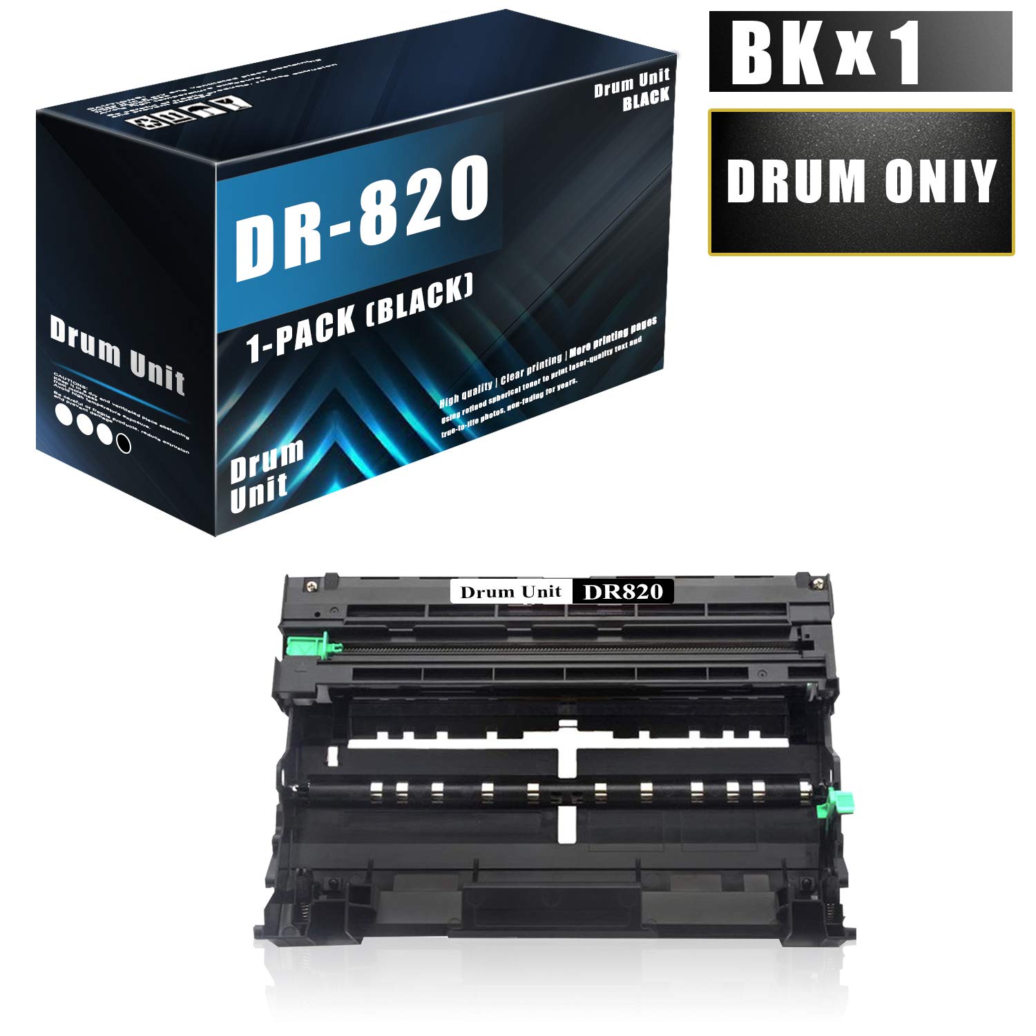 1-Pack Set,Black Compatible DR-820/DR820 Drum Cartridge (Toner Not Included) Replacement for Brother