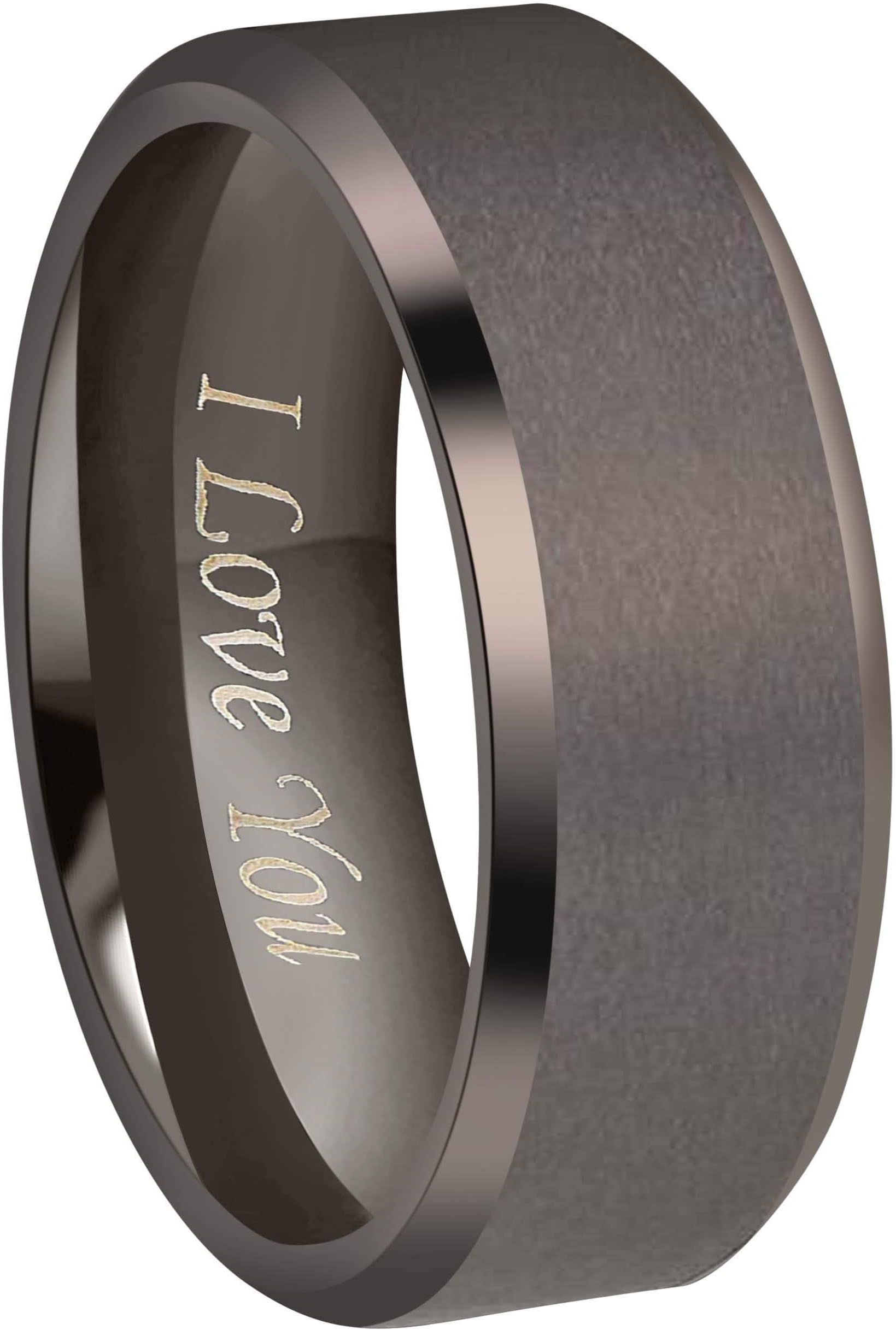 CROWNAL4mm 6mm 8mm Black/Silver/Gunmetal/Gold Tungsten Wedding Couple Bands Rings Men Women Matte Brushed Finish Center Engraved I Love You Size 4 To 17