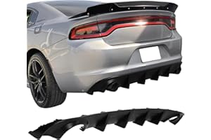IKON MOTORSPORTS, Rear Bumper Lip Diffuser Splitter Compatible with 2015-2023 Dodge Charger Base & SXT, Rear Bumper Diffuser Matte Black PP