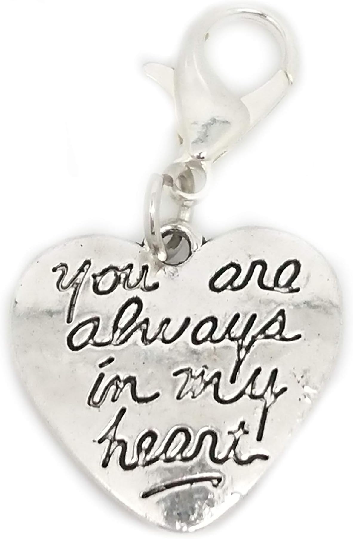 You are Always in My Heart Clip On Lobster Clasp Charm for Bracelet in Organza Gift Bag
