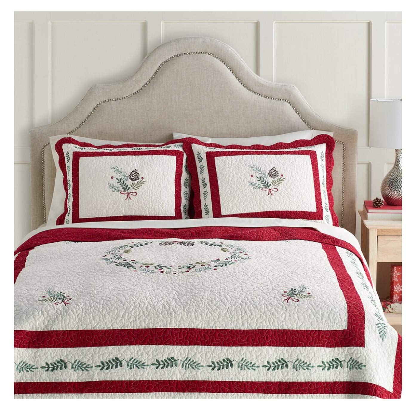 Pillow Shams St Nicholas Square Jolly Red Snowflake Christmas