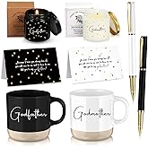 Baderke 2 Set 8 Pcs Godparents Proposal Gift Madrina Padrino Mug Will You Be My Godparents from Godchild Card Scented Candle Jar Ballpoint Pen Valentines Baptism Gift for Godmother Godfather(English)