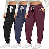 Neer 3 Pack Women's Plus Size Sweatpants Casual Loose Fit Drawstring Joggers Lightweight Athletic Lounge Pants with Pockets