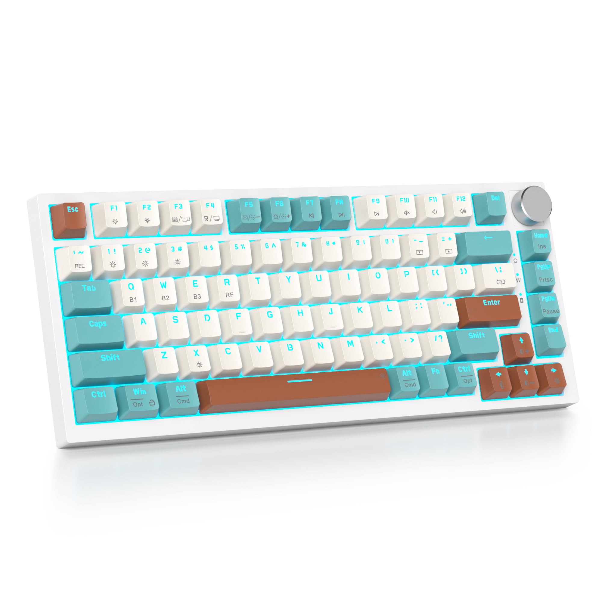SbocKeeb 75% Wireless Creamy Mechanical Keyboard, Hot Swappable Custom Keyboard, RGB Backlit Gasket Gaming Keyboard, 2.4G/BT5.0/USB-C Mechanical Gaming Keyboard, Pre-lubed Linear Gray Cream Switches