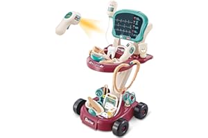 POFJOEQ Deluxe Toy Doctor Kit for Kids - 28 Piece Pretend Medical Station Toy Set with Play Stethoscope and Medical Instruments - Perfect Role Play Gift for Toddlers and Young Children