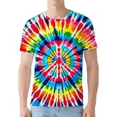Poykopty Men's Tie Dye T Shirt Hipster Short Sleeve Tie-Dye Shirts for Men