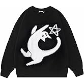 Laixton Mens Graphic Sweater Unisex Long Sleeve Knit Oversized Sweater Aesthetic Streetwear Casual Sweaters Tunic Tops