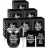 Skylety 6 Pack Valentine's Day Employee Appreciation Gifts - Thank You Tumbler 12 oz Black Stainless Steel Inspirational Tumblers with Lid and Straw Valentines Gift for Coworkers Staff Team Volunteers