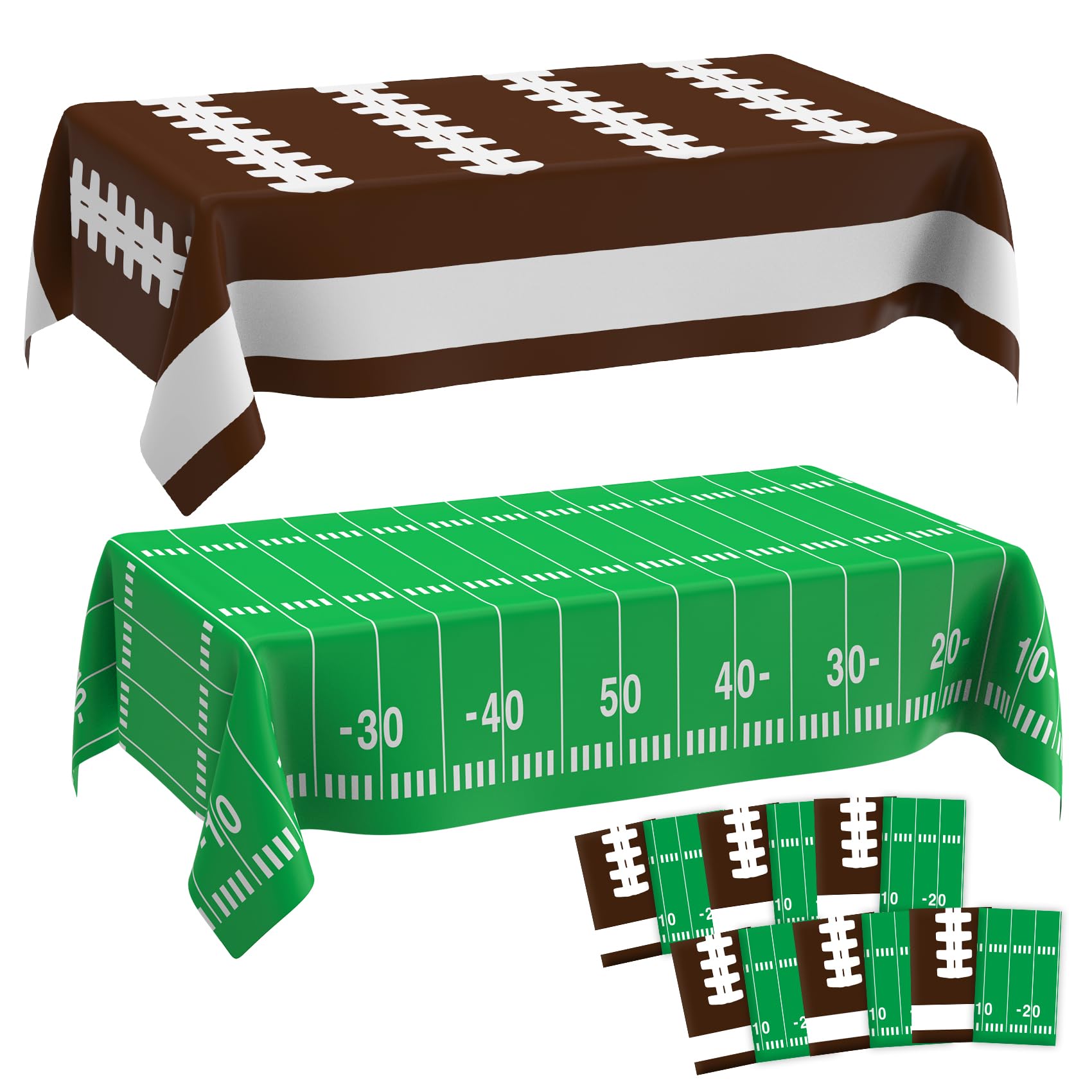 Photo 1 of 12 Pack Football Tablecloth 108 X 54Inch Disposable Plastic Table Cloth Football Tablecloth Set Football Party Decorations Football Table Cover Football Table Decorations for Birthday Party Favor