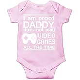 CBTwear Proof Daddy Does Not Play Video Games All the Time - Baby Clothes - Funny Newborn Bodysuit Outfits for Boys and Girls