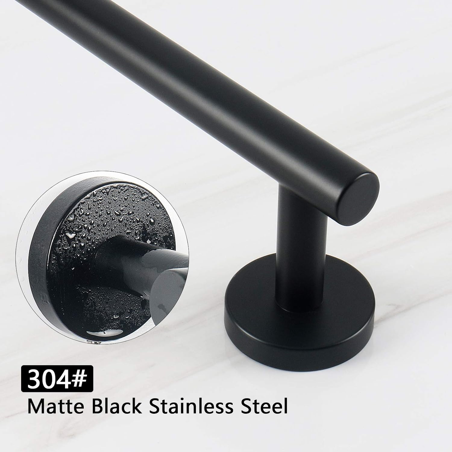 NearMoon Bathroom Towel Bar, Bath Accessories Thicken Stainless Steel Shower Towel Rack for Bathroom, Towel Holder Wall Mounted (Matte Black, 24 Inch): Kitchen & Dining