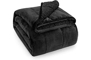 Wemore Sherpa Fleece Weighted Blanket for Adult, 12 lbs Dual Sided Cozy Fluffy Heavy Blanket, Ultra Fuzzy Throw Blanket with 