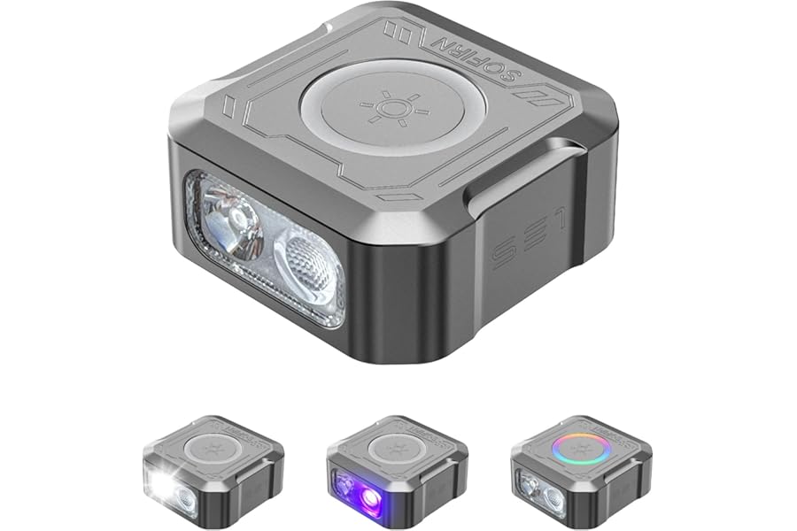 sofirn SE1 Keychain Flashlight, 300 Lumens Small EDC Flashlight with UV Light & RGB, Rechargeable Mini Light with Magnetic Base, Waterproof Pocket Flashlight for Everyday Carry (Grey)