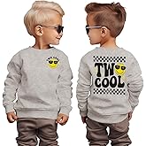 IZYJOY Two Cool Birthday Sweatshirts 2nd Birthday Boy Outfit Toddler Baby Second Bday 2 Year Old Long Sleeve Pullover Shirt