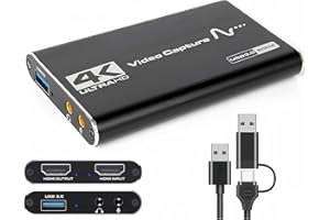 4K HDMI Capture Card for Streaming, 1080p 60fps Video Recorder, HDMI to USB 3.0 Capture Card with Microphone, for Gaming/Live
