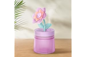CERROTA Cute Flower Mini Humidifier, 260ml Gardenia Desktop Humidifiers for Bedroom, Portable Small Cool Mist Humidification for Home, Baby Nursery, Office & Indoor Plants, USB Powered (Purple)