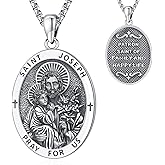 LOOVE Saint Necklace S925 Sterling Silver Patron St Amulet Medal Protection Pendant Jewelry for Men Women