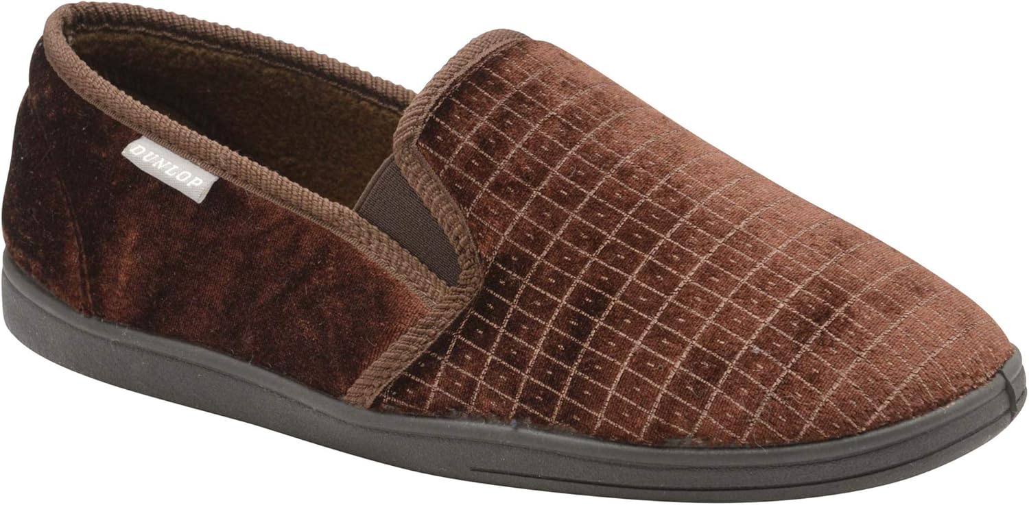 Dunlop Mens Slippers Slip On Twin Machine Washable Gusset Sizes 712