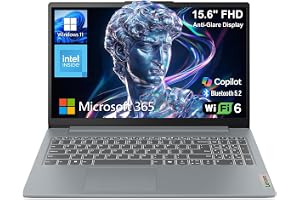 Lenovo Essential 15.6" FHD Everyday Laptop, Intel Processor, 128GB Storage | Long Battery Life, Anti-Glare Display, Office 365, Copilot AI, WiFi 6, Bluetooth 5.2, USB-C, Win 11