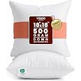 Utopia Bedding 18x18 Pillow Inserts, White Throw Pillows for Couch, 2 Pack | 100% Virgin Filling, Indoor Cushion Inserts for 